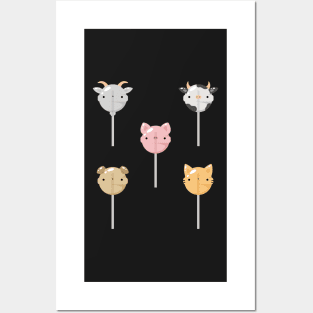 Farm animals lollipop set Posters and Art